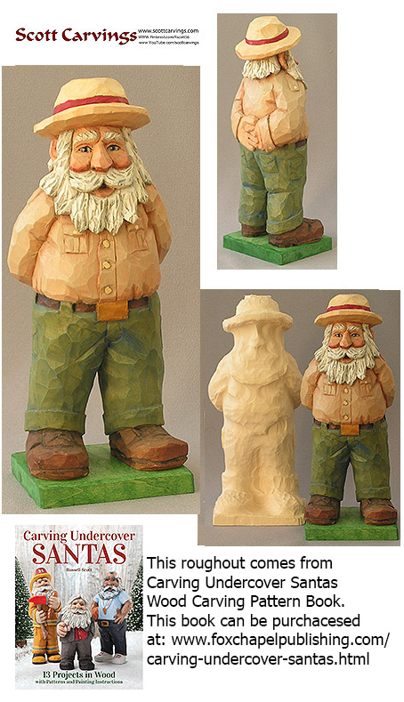 Carving the Undercover Santa Park Ranger Santa Rough Out