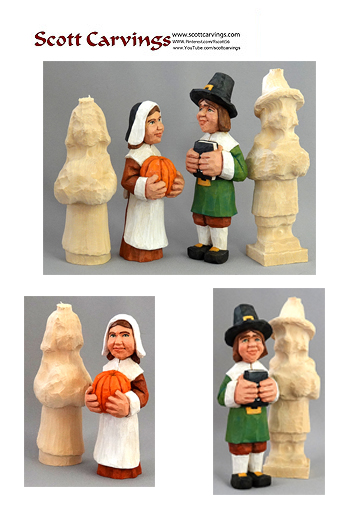 Mr. & Mrs. Pilgrim Set Rough Out 8" X 2.5" X 2.5" $49.00